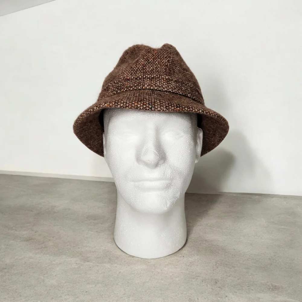 Kangol Vintage Brown Wool Tweed Fedora Hat Men's Women's